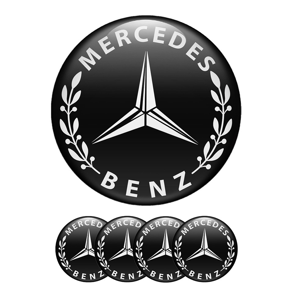 Raad eens Omtrek Rode datum Mercedes Benz Sticker Wheel Center Hub Cap Black And White | Wheel Emblems  | Stickers | X-Sticker