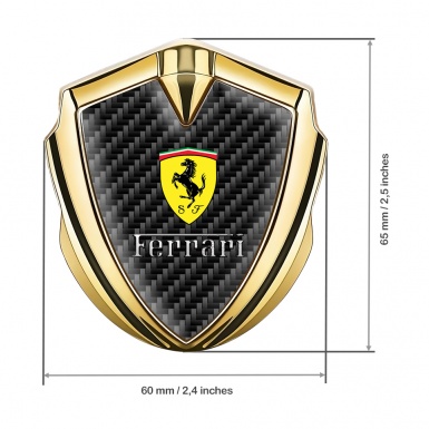 Ferrari 3D Car Metal Emblem Gold Dark Carbon Shield Logo