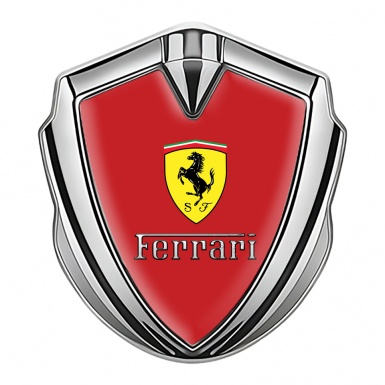 Ferrari Metal Emblem Self Adhesive Silver Red Background Shield