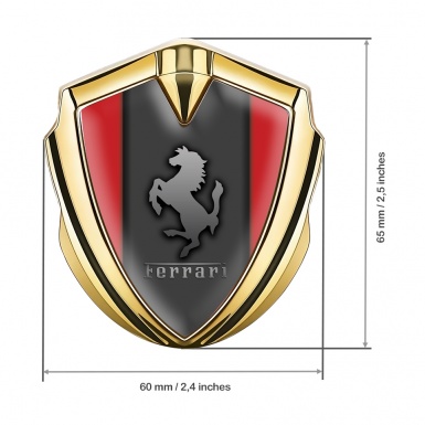 Ferrari Bodyside Badge Self Adhesive Gold Grey Plate Red Sidelines