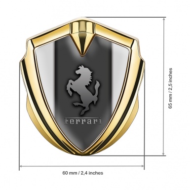 Ferrari Trunk Emblem Badge Gold Dark Plate Grey Sidelines
