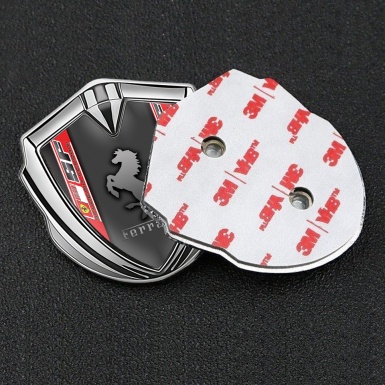 Ferrari 3D Car Metal Emblem Silver Grey Scuderia Edition