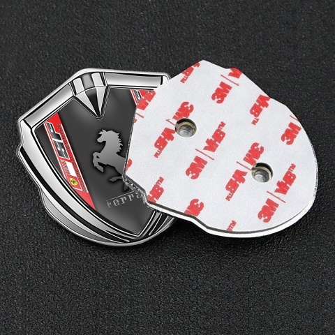 Ferrari 3D Car Metal Emblem Silver Grey Scuderia Edition