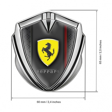 Ferrari Metal Emblem Self Adhesive Silver Dark Mesh Red Lining Design
