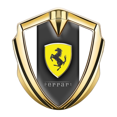 Ferrari Metal Emblem Self Adhesive Gold White Sides Shield Logo