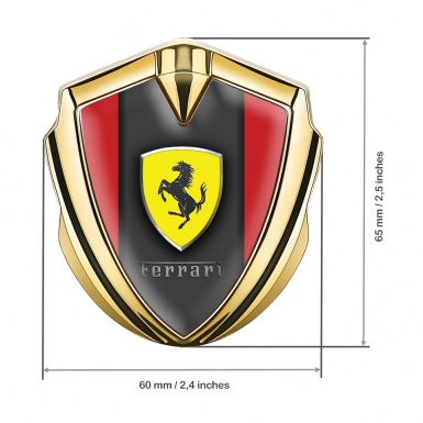 Ferrari 3D Car Metal Emblem Gold Red Sides Shield Logo Design