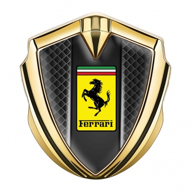 Ferrari Fender Metal Emblem Badge Gold Glow Grid Edition