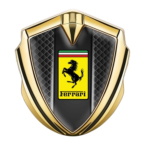Ferrari Fender Metal Emblem Badge Gold Glow Grid Edition