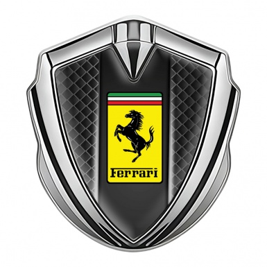 Ferrari Fender Metal Emblem Badge Silver Glow Grid Edition