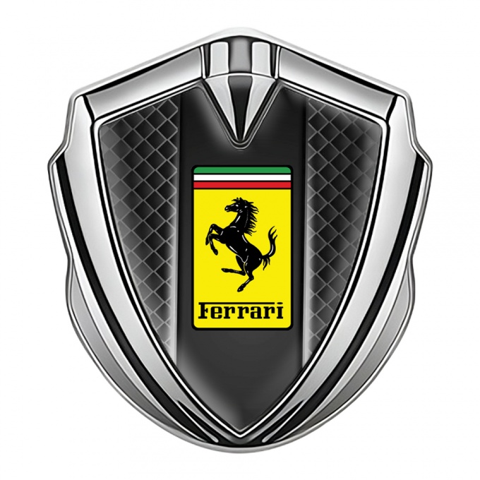 Ferrari Fender Metal Emblem Badge Silver Glow Grid Edition