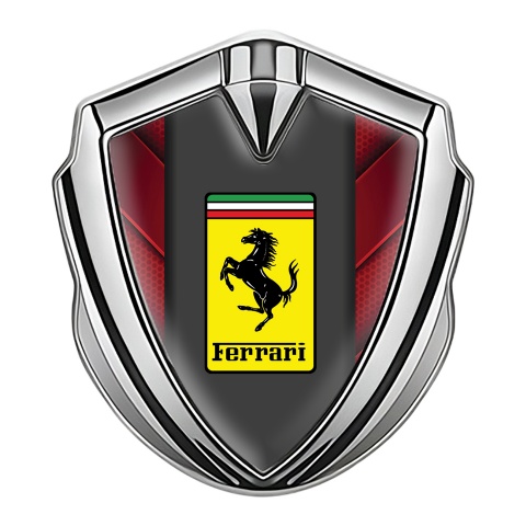Ferrari Trunk Emblem Badge Silver Red Plates Classic Logo