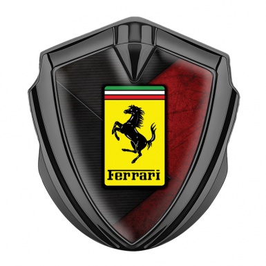 Ferrari 3D Car Metal Emblem Graphite Half Red Surface Logo Edition