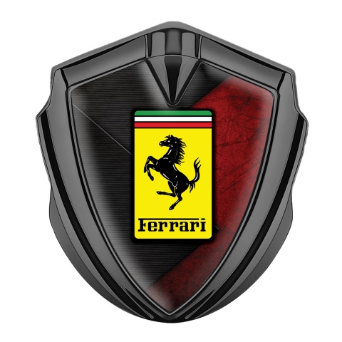 Ferrari 3D Car Metal Emblem Graphite Half Red Surface Logo Edition