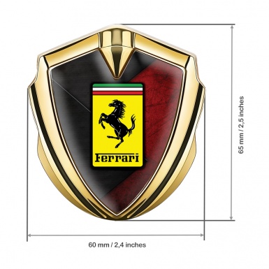 Ferrari 3D Car Metal Emblem Gold Half Red Surface Logo Edition