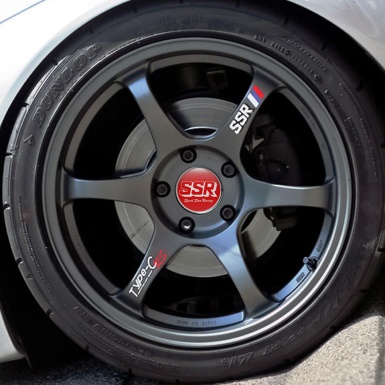 SSR Domed Stickers Wheel Center Cap Badge Red King With Gray Ring 