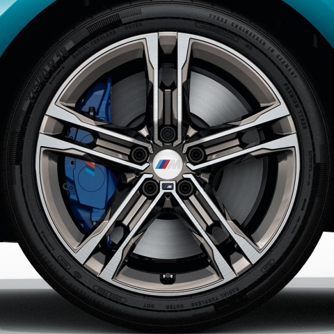BMW M Power Domed Stickers Wheel Center Cap White Nuance 