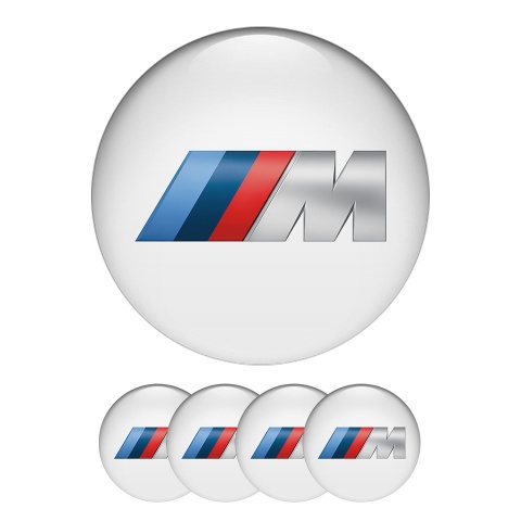 BMW M Power Wheel Center Caps Emblem In White Color