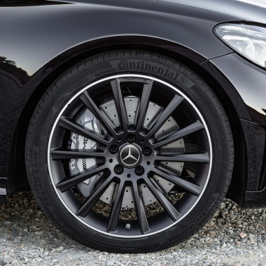 Mercedes Silicone Stickers Center Hub Black Edition Silver Ring 
