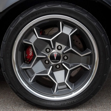 4-Pack Pontiac Arrowhead Red/Black Logo Decal Stickers For Wheel Center Caps