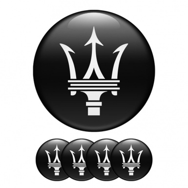 Maserati Domed Stickers Wheel Center Cap Black Ghost