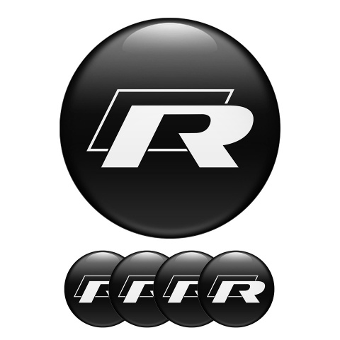 VW  Passat R Line Center Hub Dome Stickers Black And White Combination 
