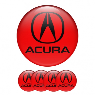 Acura Domed Stickers Wheel Center Cap Red Emblems