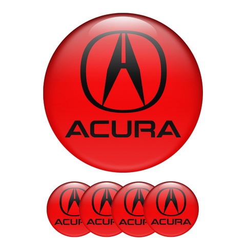 Acura Domed Stickers Wheel Center Cap Red Emblems