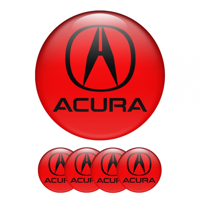 Acura Domed Stickers Wheel Center Cap Red Emblems