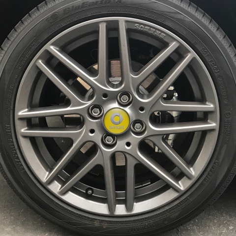 Smart Domed Stickers Wheel Center Cap Yellow and Gray Logo