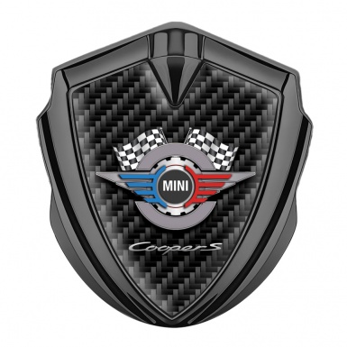 Mini Cooper Self Adhesive Bodyside Emblem Graphite Carbon Gears Design