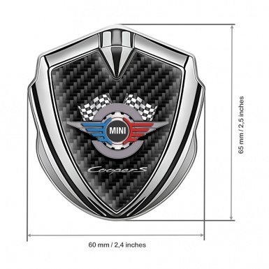 Mini Cooper Self Adhesive Bodyside Emblem Silver Carbon Gears Design