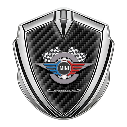 Mini Cooper Self Adhesive Bodyside Emblem Silver Carbon Gears Design