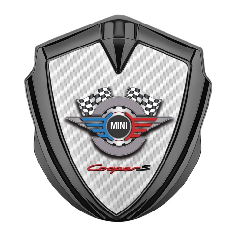 Mini Cooper S Bodyside Emblem Graphite White Carbon Racing Gears Edition
