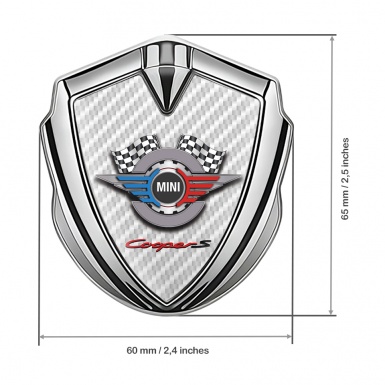 Mini Cooper S Bodyside Emblem Silver White Carbon Racing Gears Edition