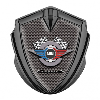 Mini Cooper S 3D Car Metal Emblem Graphite Brown Carbon Gears Design