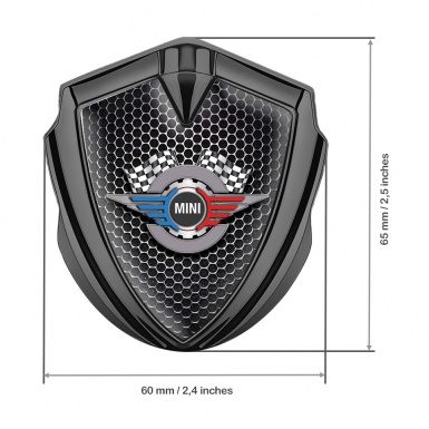 Mini Cooper Trunk Emblem Badge Graphite Dark Hexagon Gears Logo Design