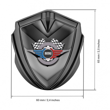 Mini Cooper 3D Car Metal Emblem Graphite V Shapes Gears Logo Design