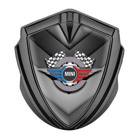 Mini Cooper 3D Car Metal Emblem Graphite V Shapes Gears Logo Design