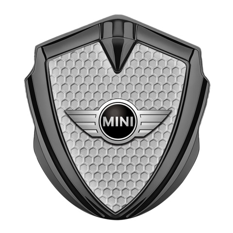 Mini Cooper Metal Emblem Self Adhesive Graphite Grey Hex Classic Logo
