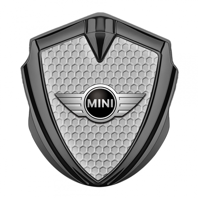 Mini Cooper Metal Emblem Self Adhesive Graphite Grey Hex Classic Logo