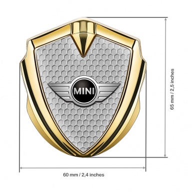 Mini Cooper Metal Emblem Self Adhesive Gold Grey Hex Classic Logo