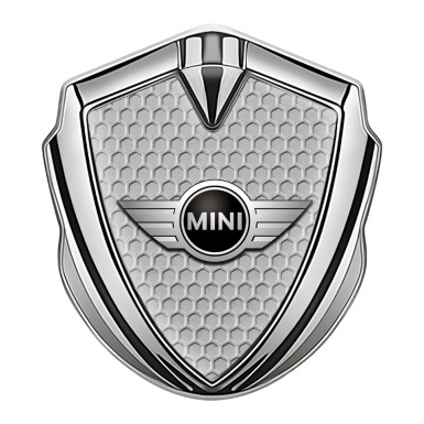 Mini Cooper Metal Emblem Self Adhesive Silver Grey Hex Classic Logo