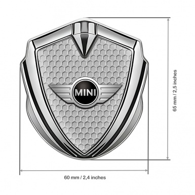 Mini Cooper Metal Emblem Self Adhesive Silver Grey Hex Classic Logo