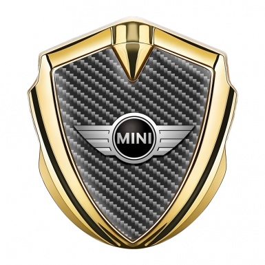 Mini Cooper Bodyside Badge Self Adhesive Gold Dark Carbon Classic Logo