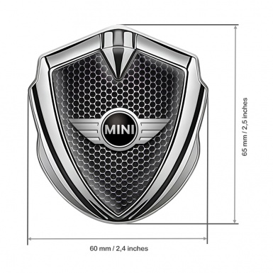 Mini Cooper Self Adhesive Bodyside Emblem Silver Dark Hex Classic Design