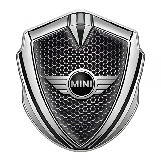 Mini Cooper Self Adhesive Bodyside Emblem Silver Dark Hex Classic Design