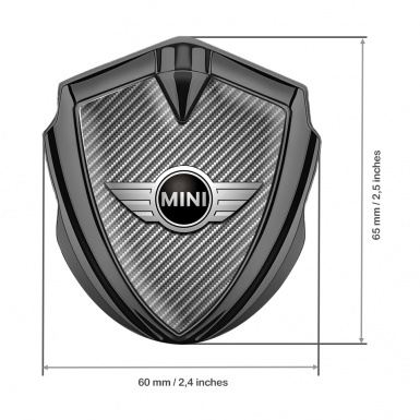 Mini Cooper Metal Emblem Self Adhesive Graphite Carbon Classic Design