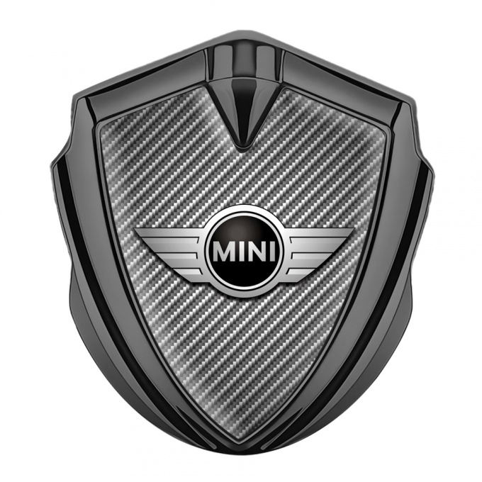 Mini Cooper Metal Emblem Self Adhesive Graphite Carbon Classic Design
