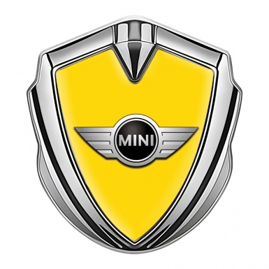 Mini Cooper Tuning Emblem Self Adhesive Silver Yellow Classic Design