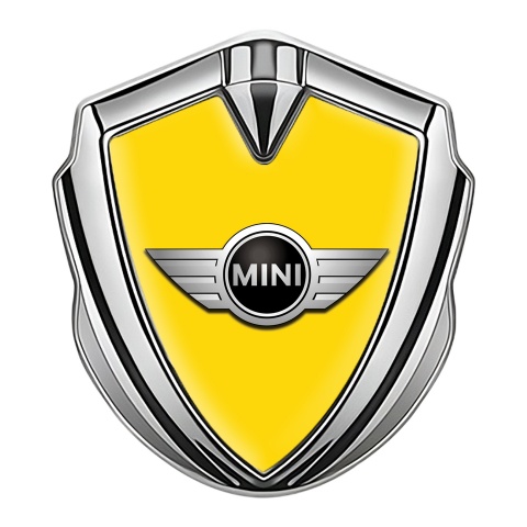 Mini Cooper Tuning Emblem Self Adhesive Silver Yellow Classic Design